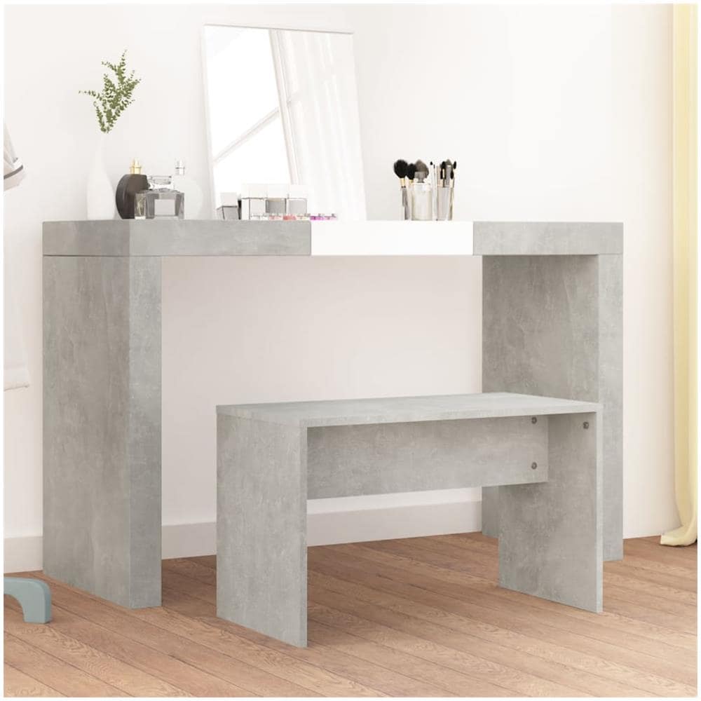 Sgabello Toeletta Grigio Cemento 70x35x45 Cm Legno Multistrato - Foto 1