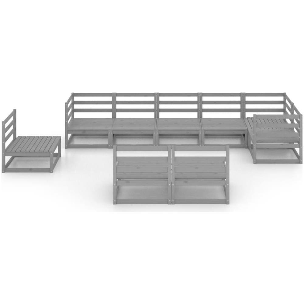Set Divani Da Giardino 9 Pz Grigio In Legno Massello Di Pino - Foto 3