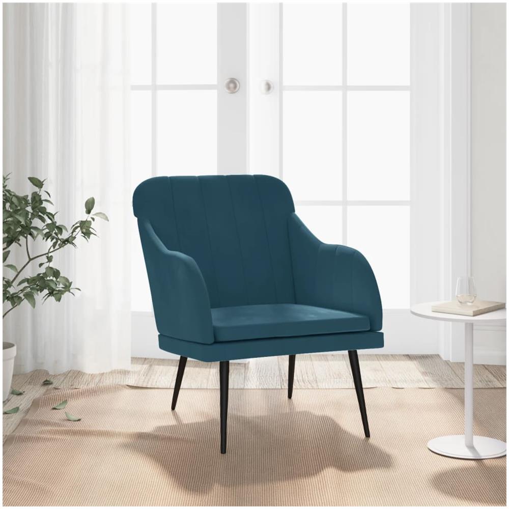 Poltrona Blu 63x76x80 Cm Velluto - Foto 1