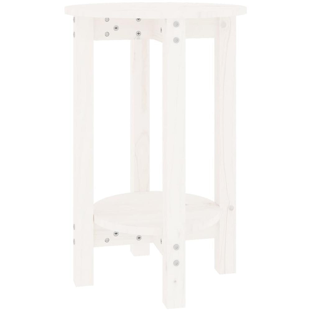 Tavolino Da Salotto Bianco 40x60 Cm In Legno Massello Di Pino - Foto 2