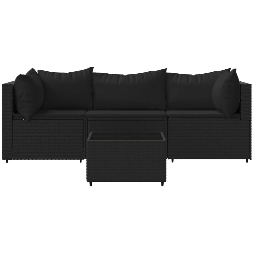 Set Divani Da Giardino 4 Pz Con Cuscini Nero In Polyrattan - Foto 3