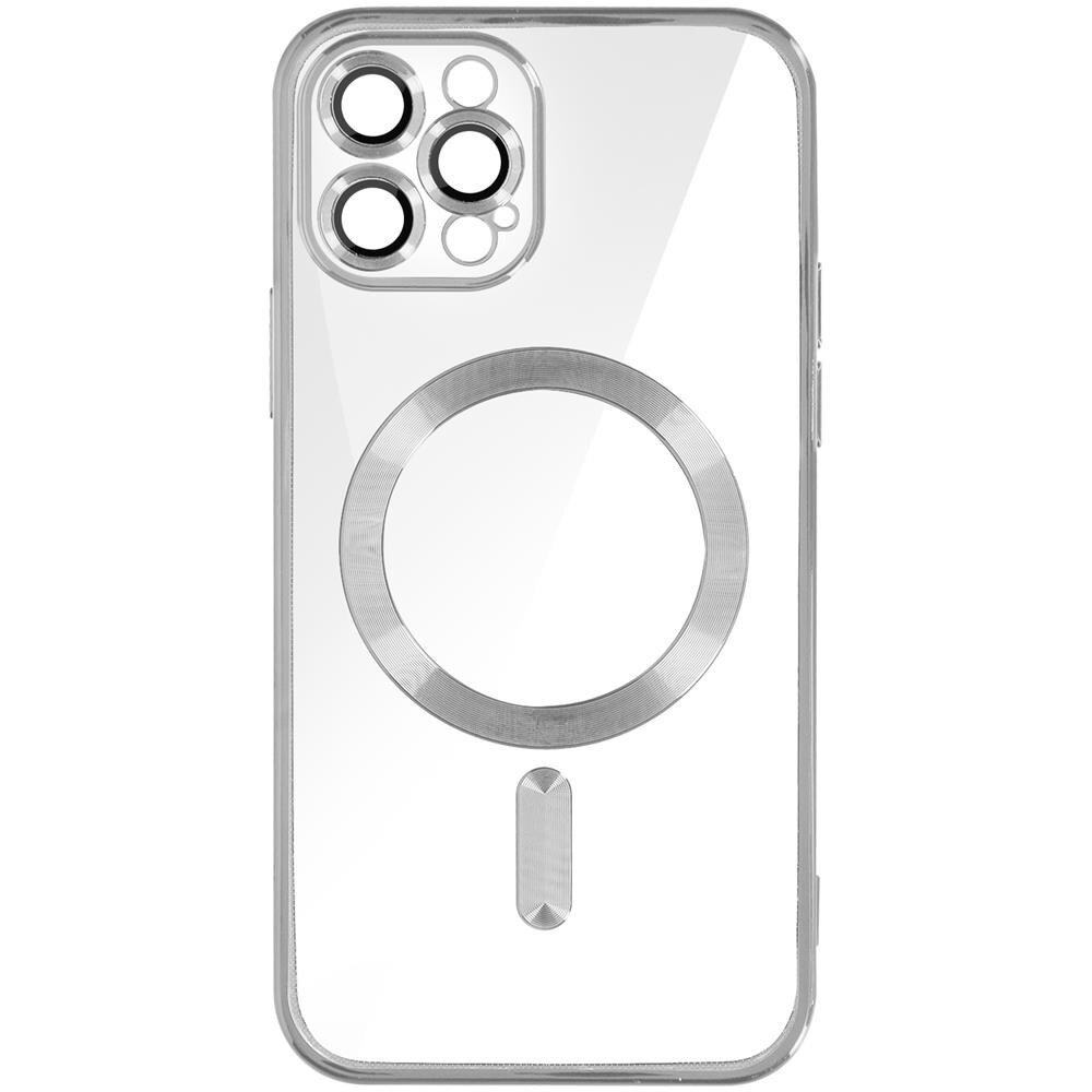 Cover Magsafe Per Iphone 12 Pro Silicone Protezione Camera Bordo Cromato Argento - Foto 1