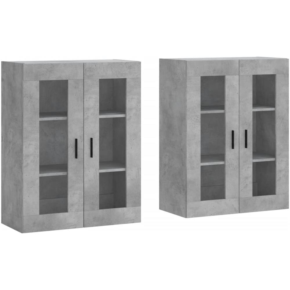 Armadietti A Parete 2 Pz Grigio Cemento In Legno Multistrato - Foto 1