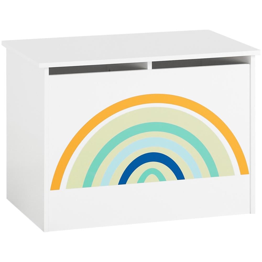Scatola Giocattolo Per Bambini Contenitore Portagiochi Scatola Porta Giochi Con Coperchio Bianco+arcobaleno 62x40x44cm Kmb70-w - Foto 1