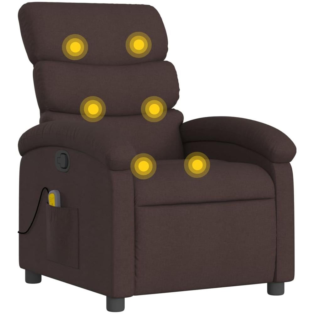 Poltrona Massaggiante Reclinabile Marrone Scuro In Tessuto - Foto 1