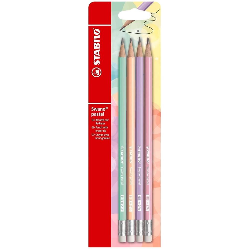 Swano pastel - Matita con Gommino - Gradazione HB - Pack da 4 - Verde Menta /Glicine /Rosa Pesca /Rosa Antico - Foto 1