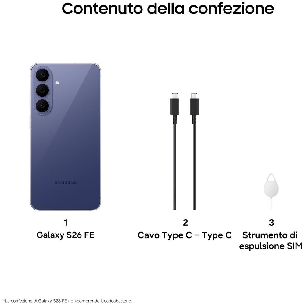 Galaxy S26 FE 5G 256GB 8GB Ram Display 6.7" AMOLED 2X FHD+ 120Hz max Main Camera 50+12MP+8MP Selfie 12MP Dual nanoSim (SIM 1+SIM 2 / SIM 1+eSIM / Dual eSIM) Android Exynos 2500 4900mAh 193g Blueberry Europa - Foto 4