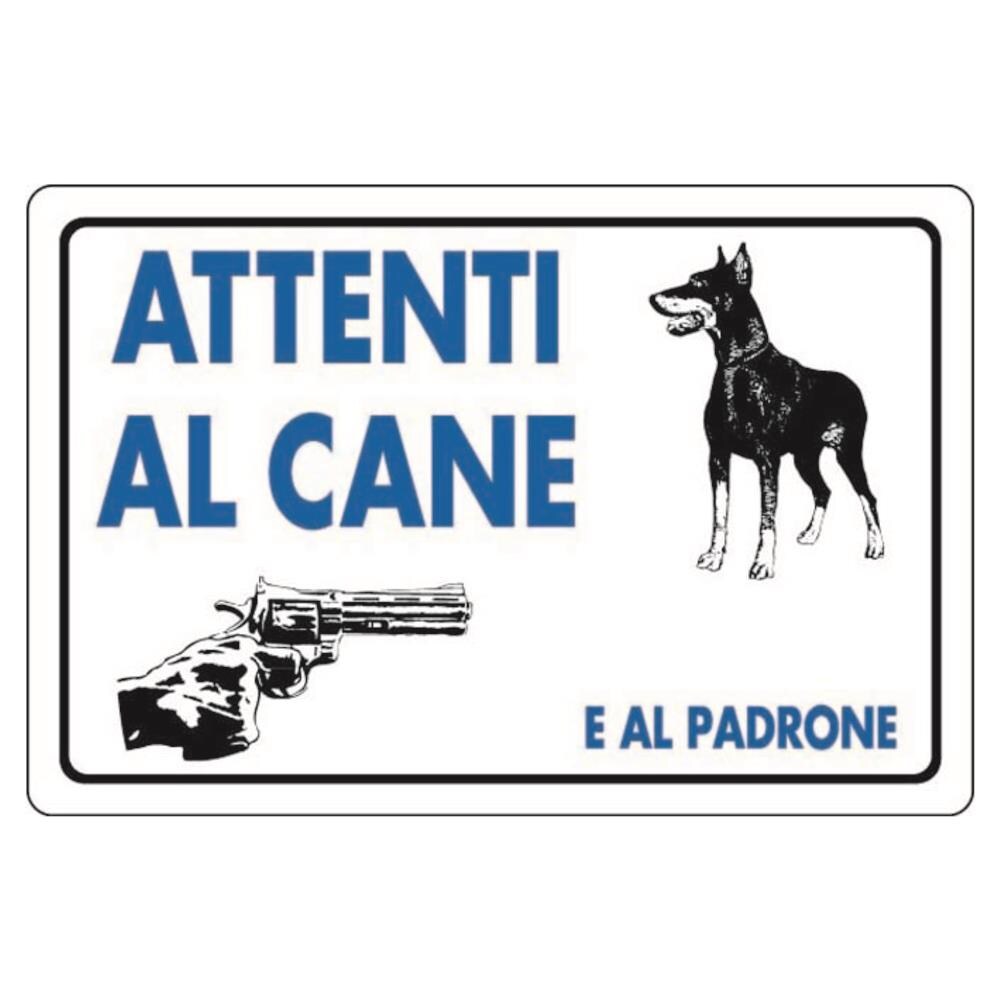 Cartello In Plastica Bianca Attenti Al Cane E Al Padrone 30x20 Cm - Foto 1