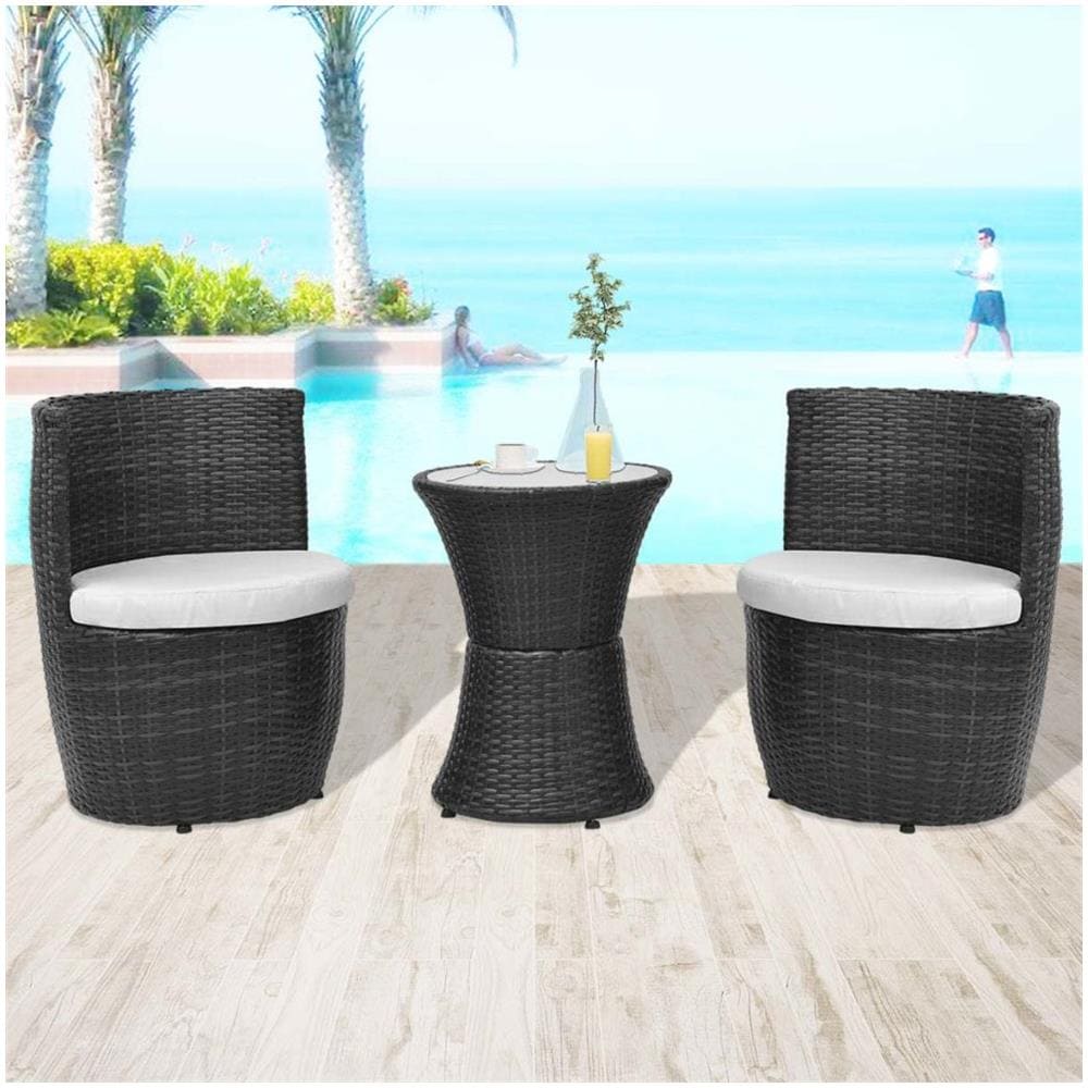 5 Pz Set Mobili Da Esterni In Polyrattan Nero - Foto 1