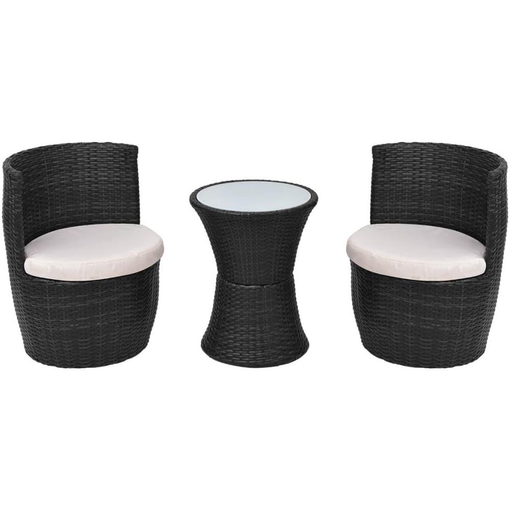 5 Pz Set Mobili Da Esterni In Polyrattan Nero - Foto 2