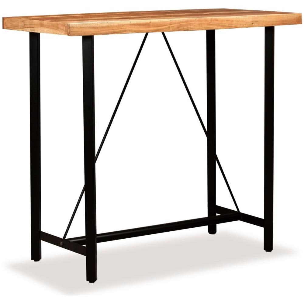 Set da Bar 5 pz in Legno Massello Acacia in Vera Pelle e Tela - Foto 2