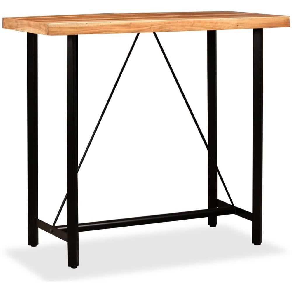 Set da Bar 5 pz in Legno Massello Acacia in Vera Pelle e Tela - Foto 7