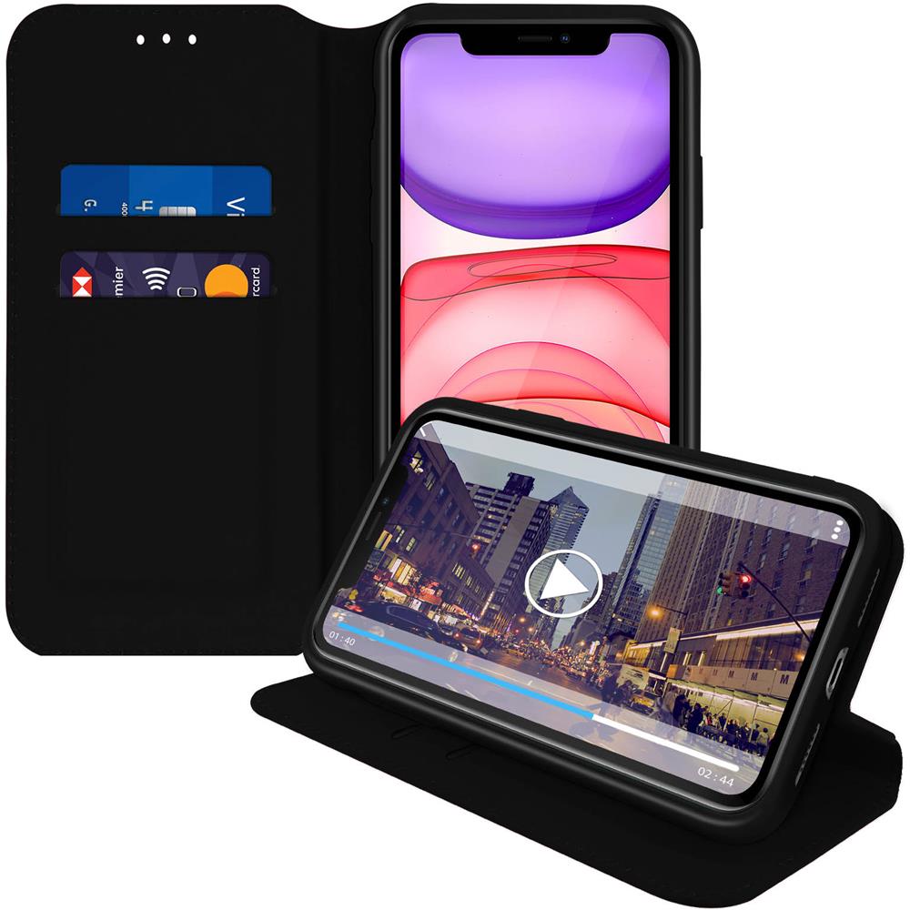 Custodia Apple Iphone 11 Portacarte Funzione Supporto Similpelle Liscia Nero - Foto 2