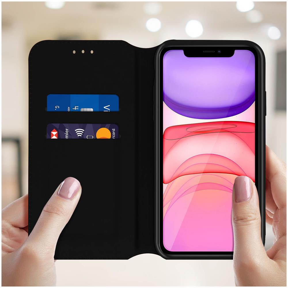 Custodia Apple Iphone 11 Portacarte Funzione Supporto Similpelle Liscia Nero - Foto 5