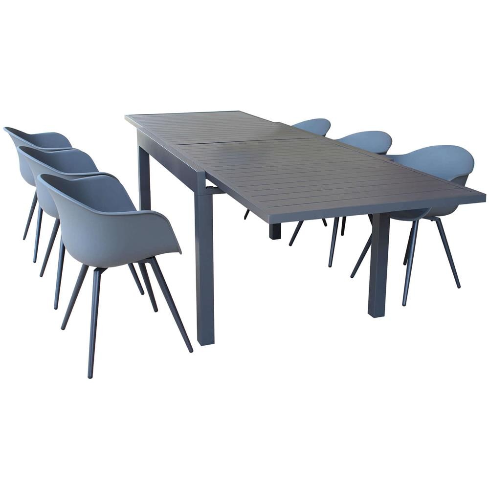 Jerri - Set Tavolo In Alluminio Cm 135/270 X 90 X 75 H Con 6 Poltrone Dynamo - Foto 1