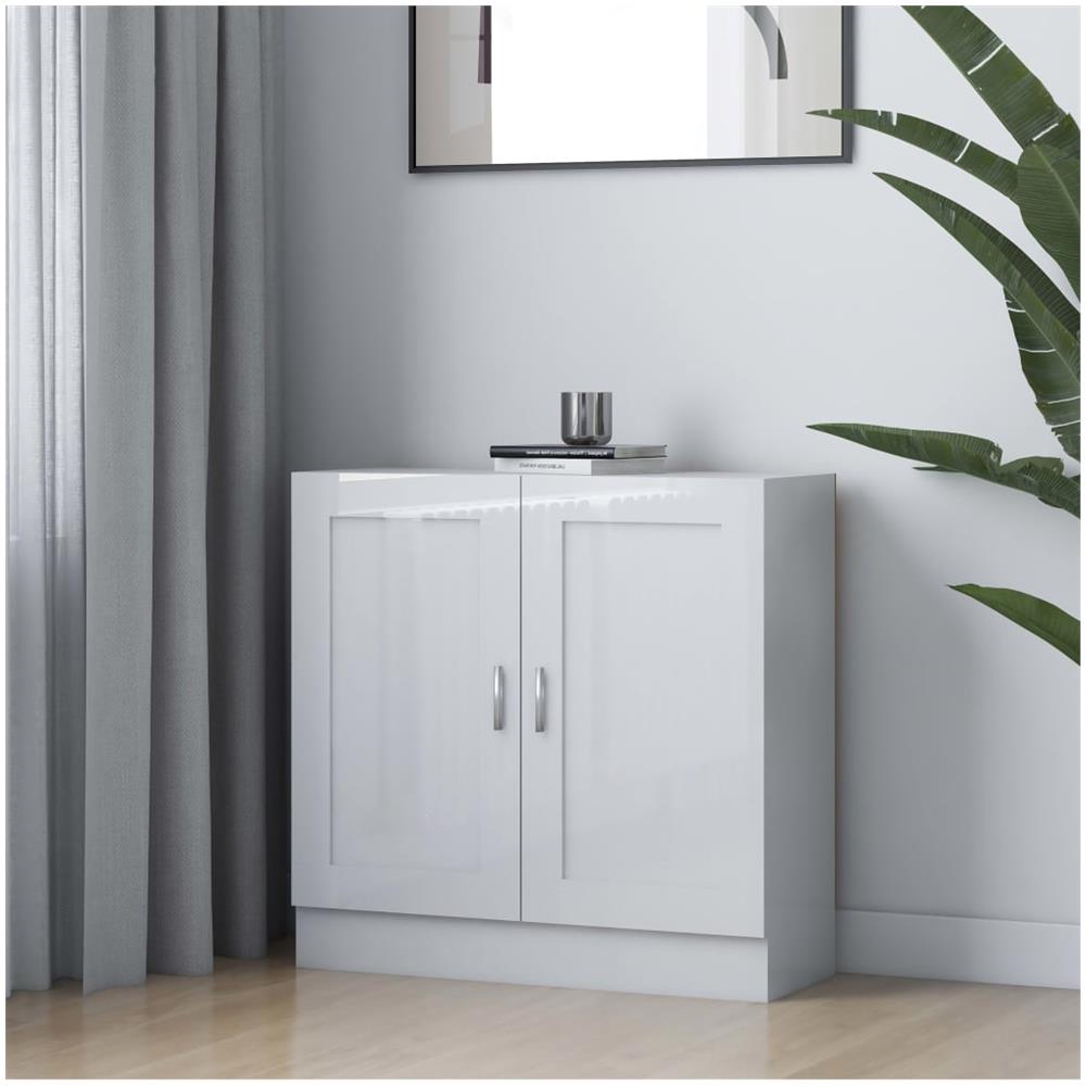 Libreria Bianco Lucido 82,5x30,5x80 cm in Legno Multistrato - Foto 1