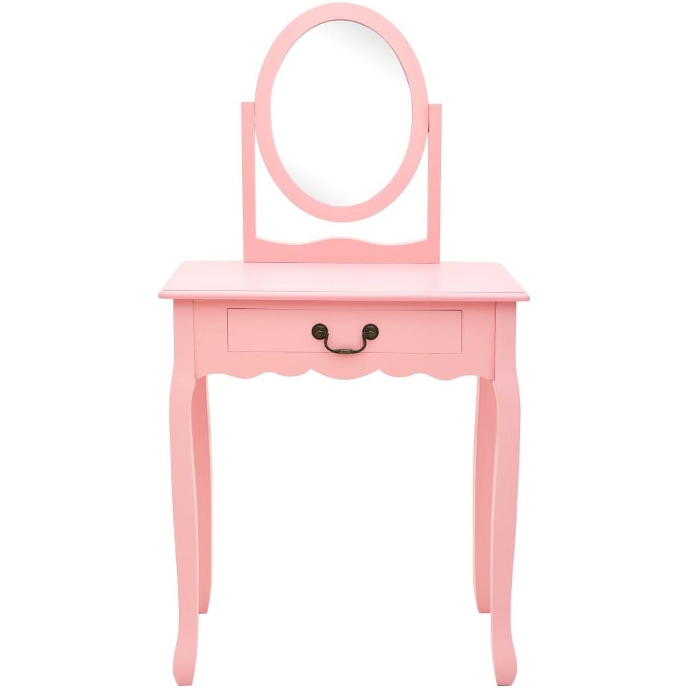 Tavolo Da Trucco Con Sgabello Rosa 65x36x128 Cm Paulownia E Mdf - Foto 2