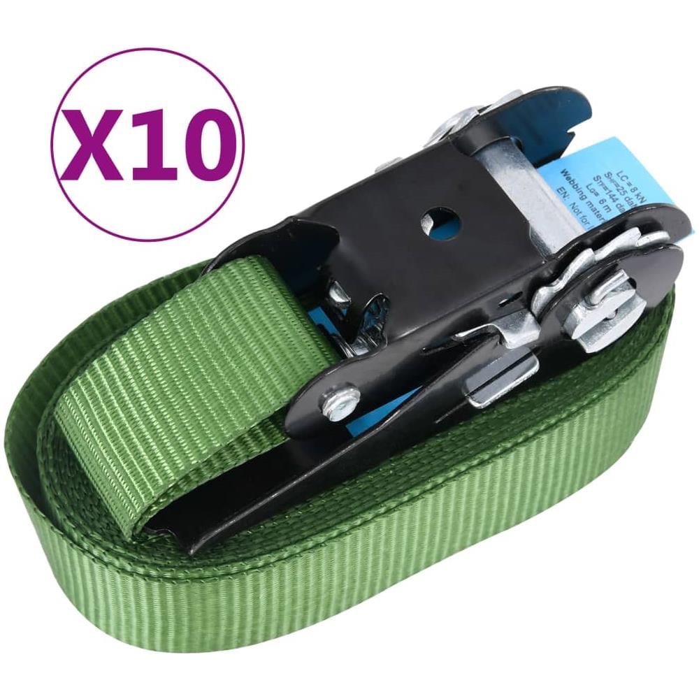 Cinghie d'Ancoraggio a Cricchetto 10 pz 800 daN 6m Verde - Foto 3