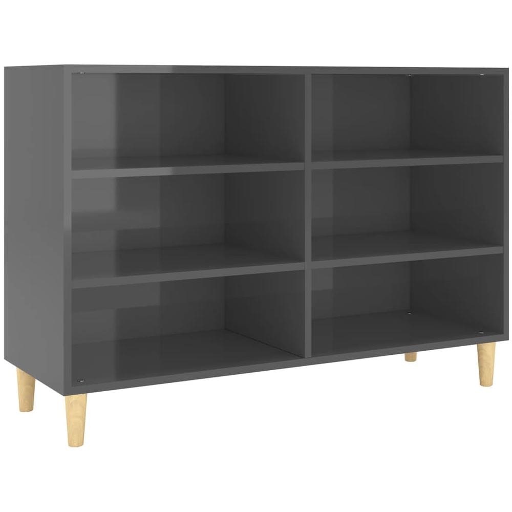 Credenza Grigio Lucido 103,5x35x70 cm in Legno Multistrato - Foto 1
