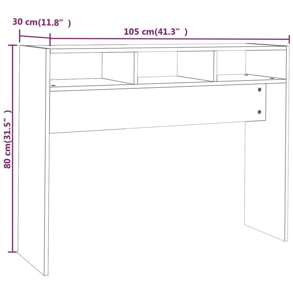 Tavolino Consolle Bianco 105x30x80 cm in Legno Multistrato - Foto 2