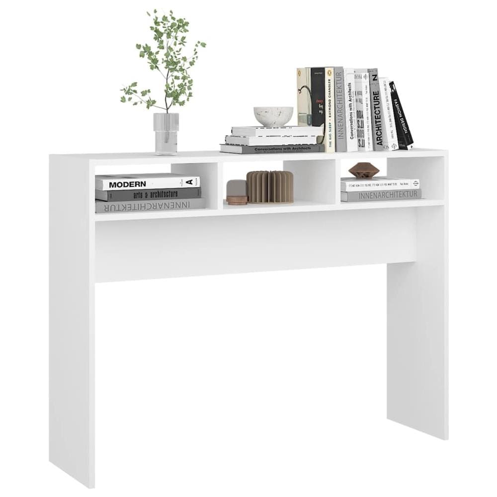 Tavolino Consolle Bianco 105x30x80 cm in Legno Multistrato - Foto 7