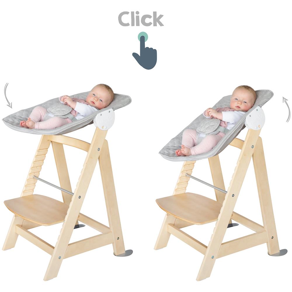 Seggiolone Born Up - Set 2in1 - Design tessile Style grigio - Funzione reclinabile - Naturale - Foto 2