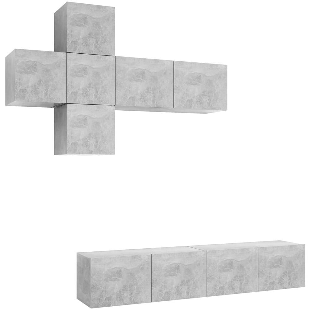 Set Porta Tv 7 Pz Grigio Cemento In Truciolato - Foto 2