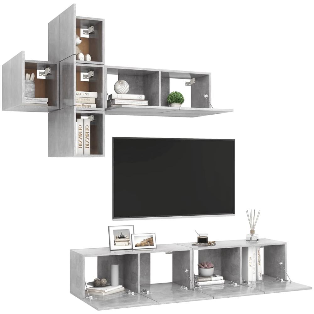 Set Porta Tv 7 Pz Grigio Cemento In Truciolato - Foto 3