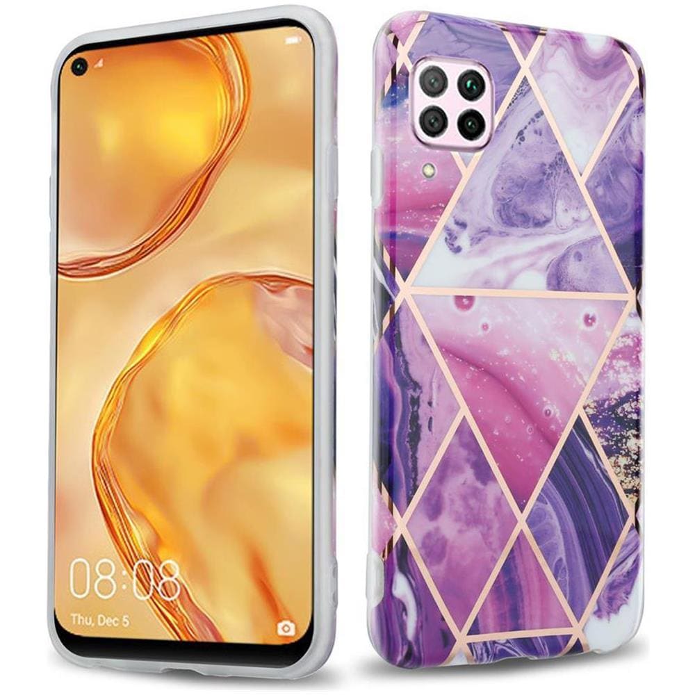 Custodia Compatibile Con Huawei P40 Lite In Marmo Viola Onda No. 14 - Coperchio Protettivo In Silicone Tpu Con Motivo A Mosaico - Foto 1