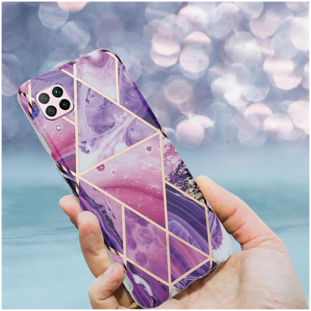 Custodia Compatibile Con Huawei P40 Lite In Marmo Viola Onda No. 14 - Coperchio Protettivo In Silicone Tpu Con Motivo A Mosaico - Foto 8
