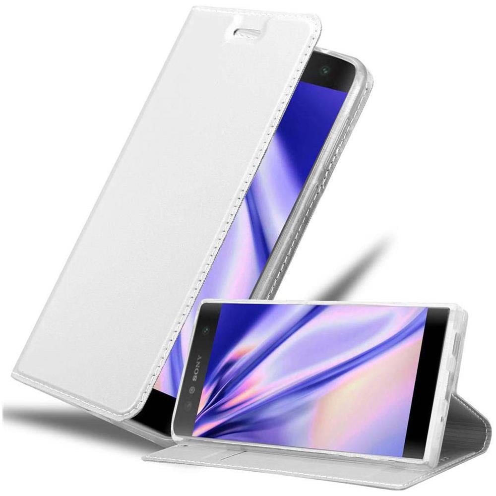 Custodia Compatibile Con Sony Xperia Xa2 In Classy Argento - Coperchio Protettiva Con Chiusura Magnetica, Funzione Stand E Tasca Per Le Carte - Foto 1
