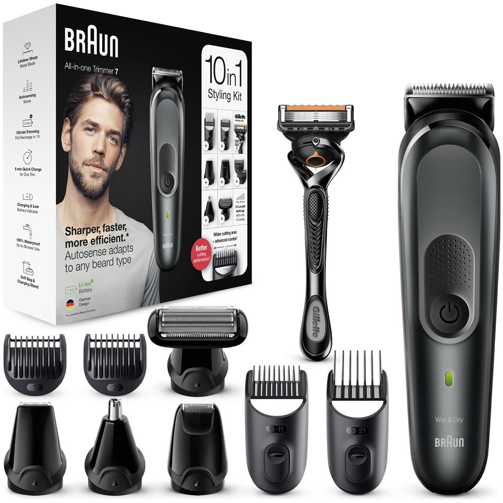 Rasoio Elettrico Ricaricabile Serie 7 Mgk7321 con Accessori Lavabili Colore Nero /Grigio - Foto 1