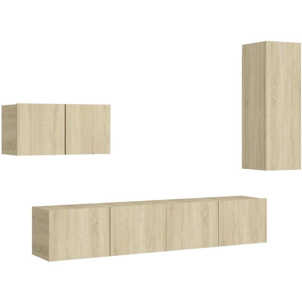 Set di Mobili Porta TV 4 pz Rovere Sonoma in Legno Multistrato - Foto 1