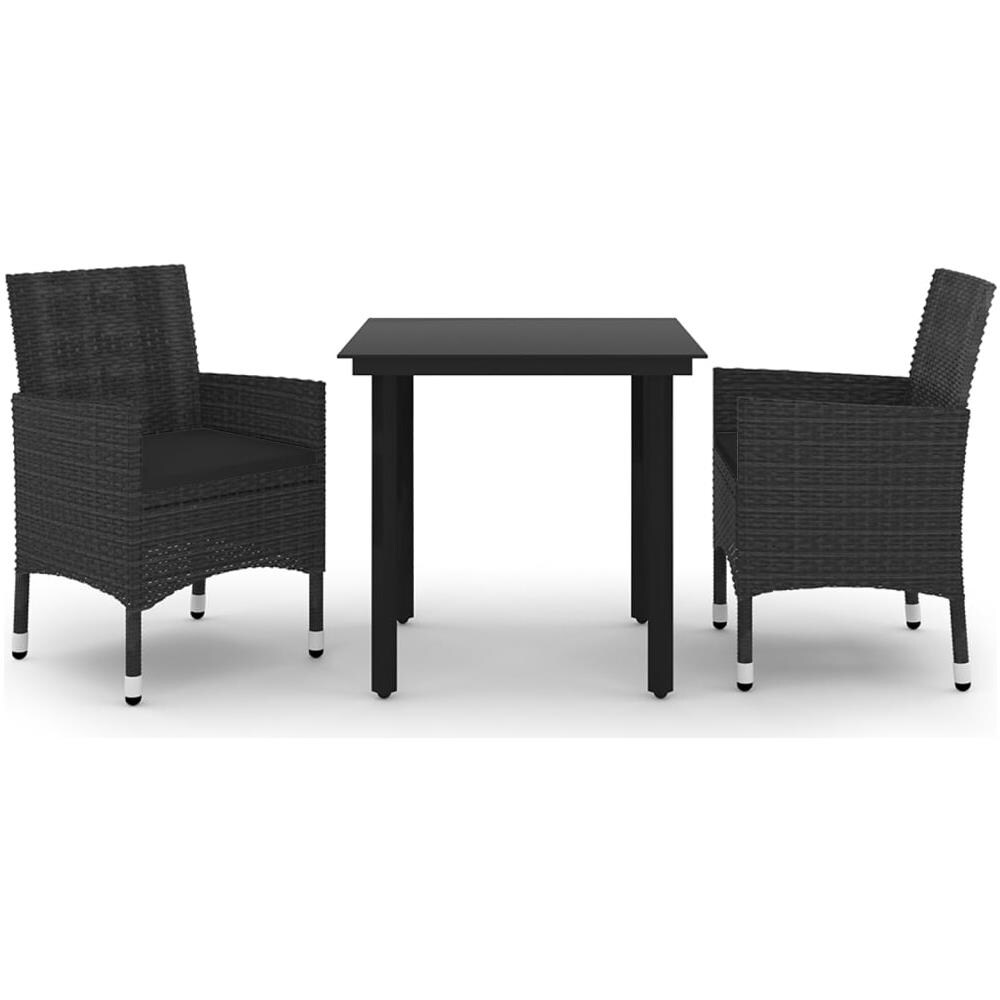 Set Da Pranzo Da Giardino 3 Pz Con Cuscini Polyrattan E Vetro - Foto 2