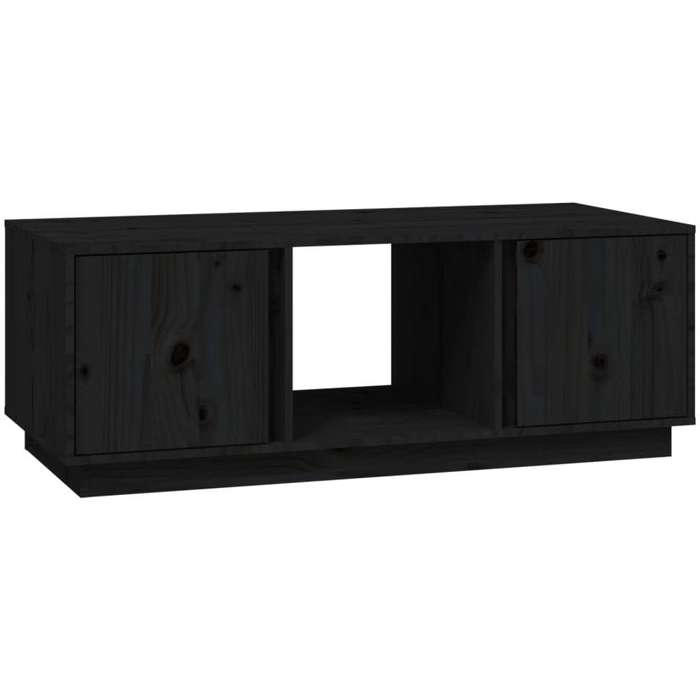 Tavolino Da Salotto Nero 110x50x40 Cm Legno Massello Di Pino - Foto 2