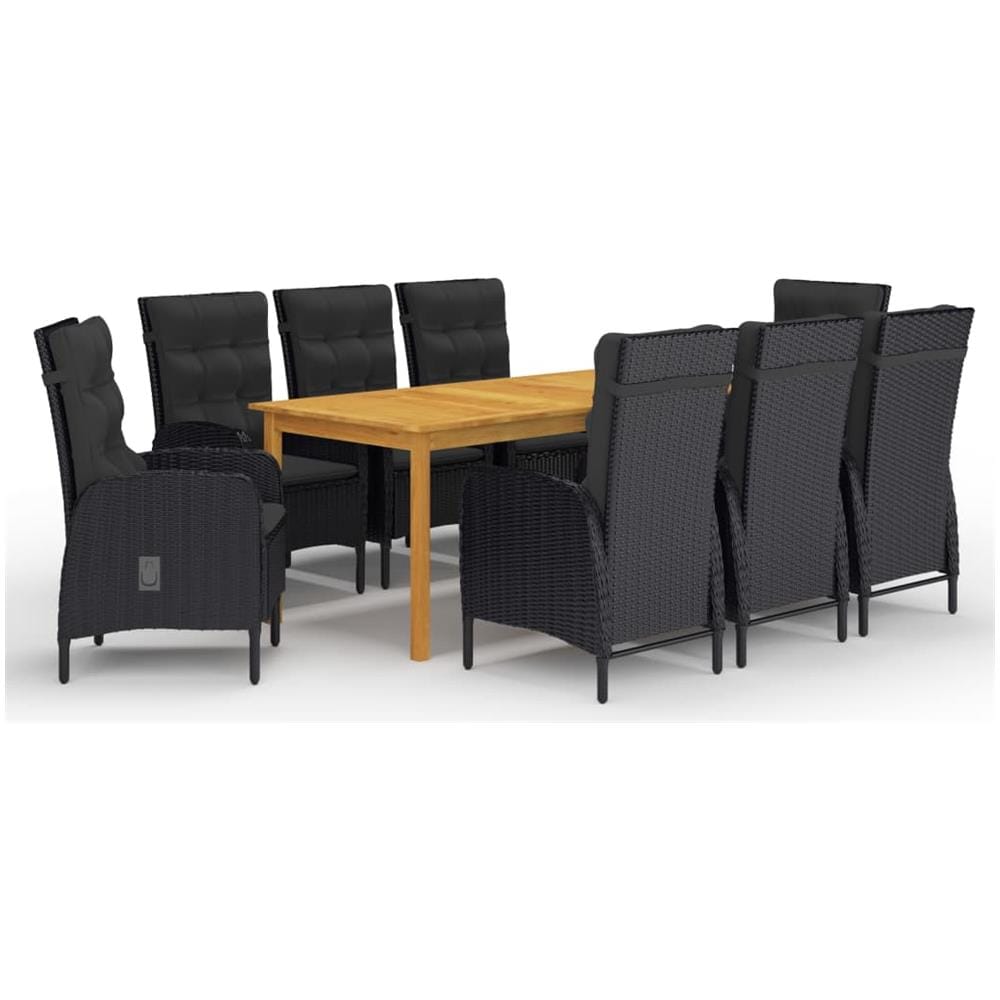 Set Da Pranzo Da Giardino 9 Pz Nero - Foto 1