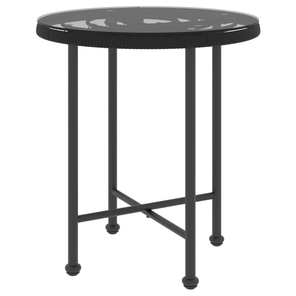 Tavolo Da Pranzo Nero 50 Cm Vetro Temperato E Acciaio - Foto 2