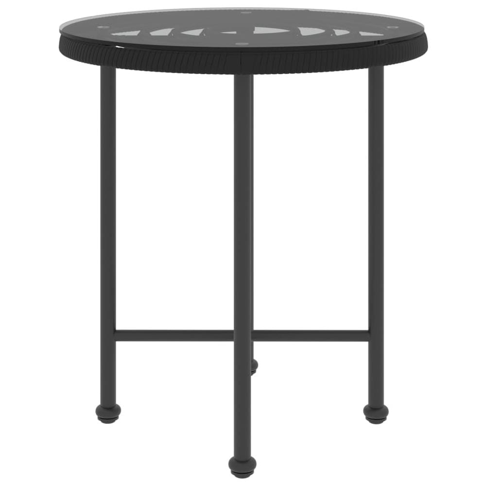 Tavolo Da Pranzo Nero 50 Cm Vetro Temperato E Acciaio - Foto 3