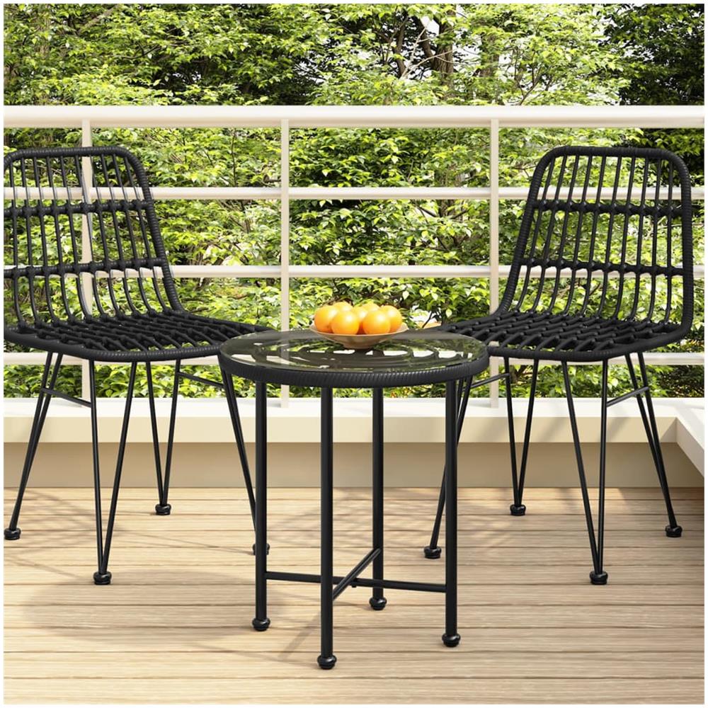 Tavolo Da Pranzo Nero 50 Cm Vetro Temperato E Acciaio - Foto 1