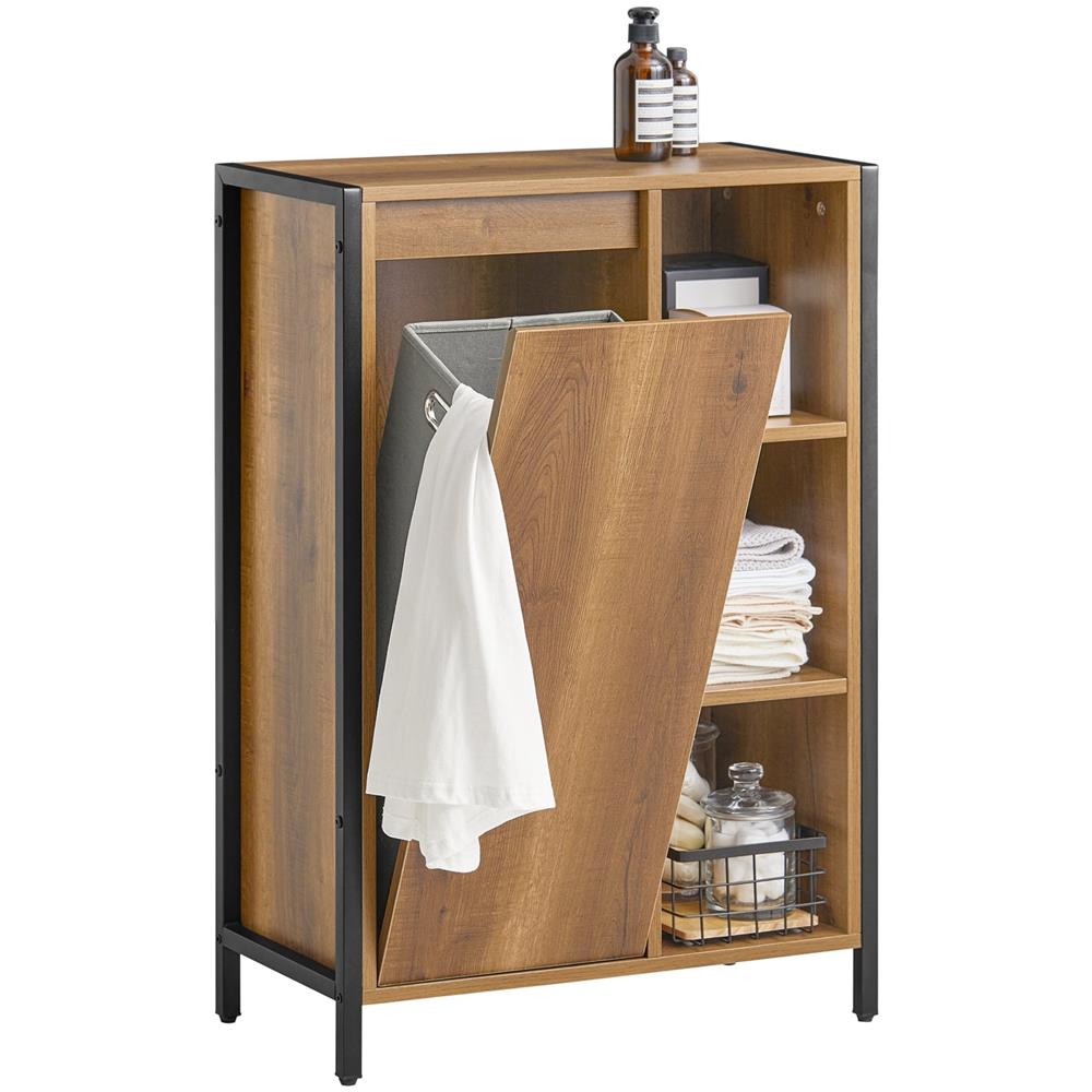 Mobile Lavanderia Con Sacchi Portabiancheria Pieghevoli, Portabiancheria, Mobile Bagno, Stile Vintage, 60x30x90cm Bzr65-pf - Foto 1