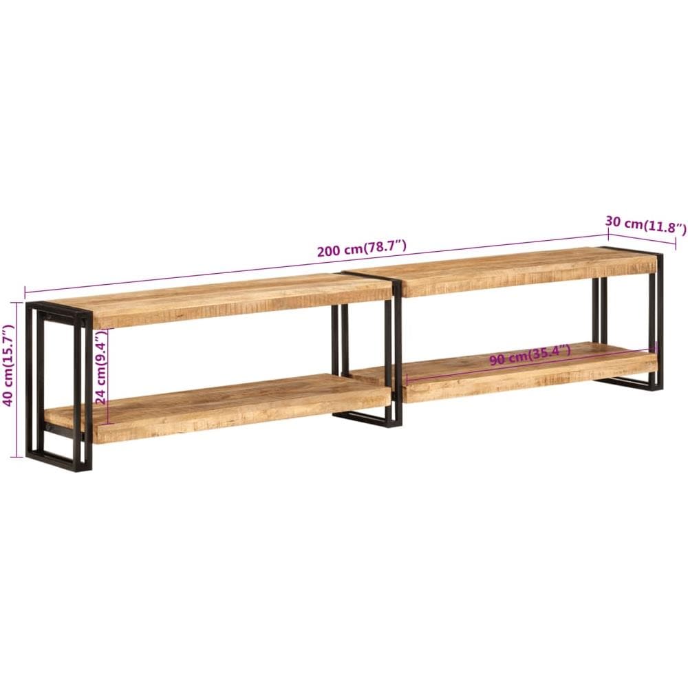 Mobile Porta Tv 200x30x40 Cm In Legno Massello Di Mango - Foto 7