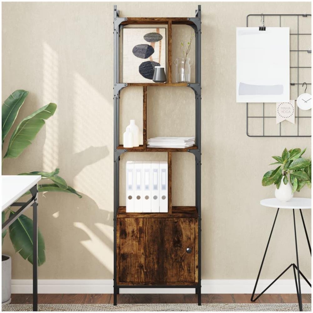Libreria Con Anta Rovere Fumo 44,5x30x154,5cm Legno Multistrato - Foto 1