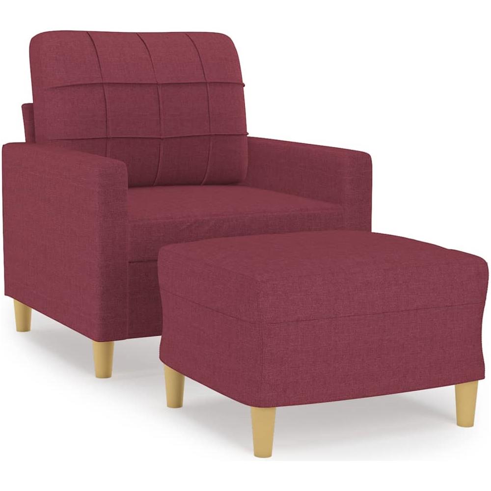 Poltrona Con Poggiapiedi Rosso Vino 60 Cm In Tessuto - Foto 2