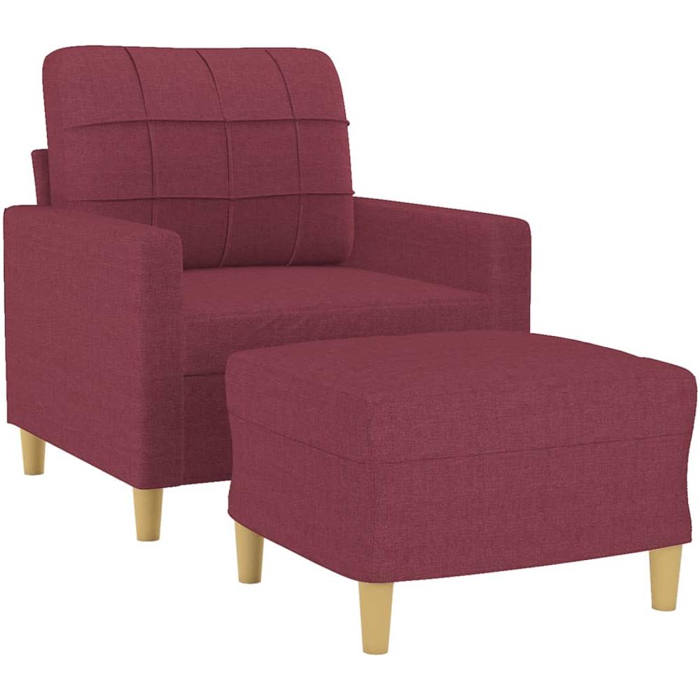 Poltrona Con Poggiapiedi Rosso Vino 60 Cm In Tessuto - Foto 3