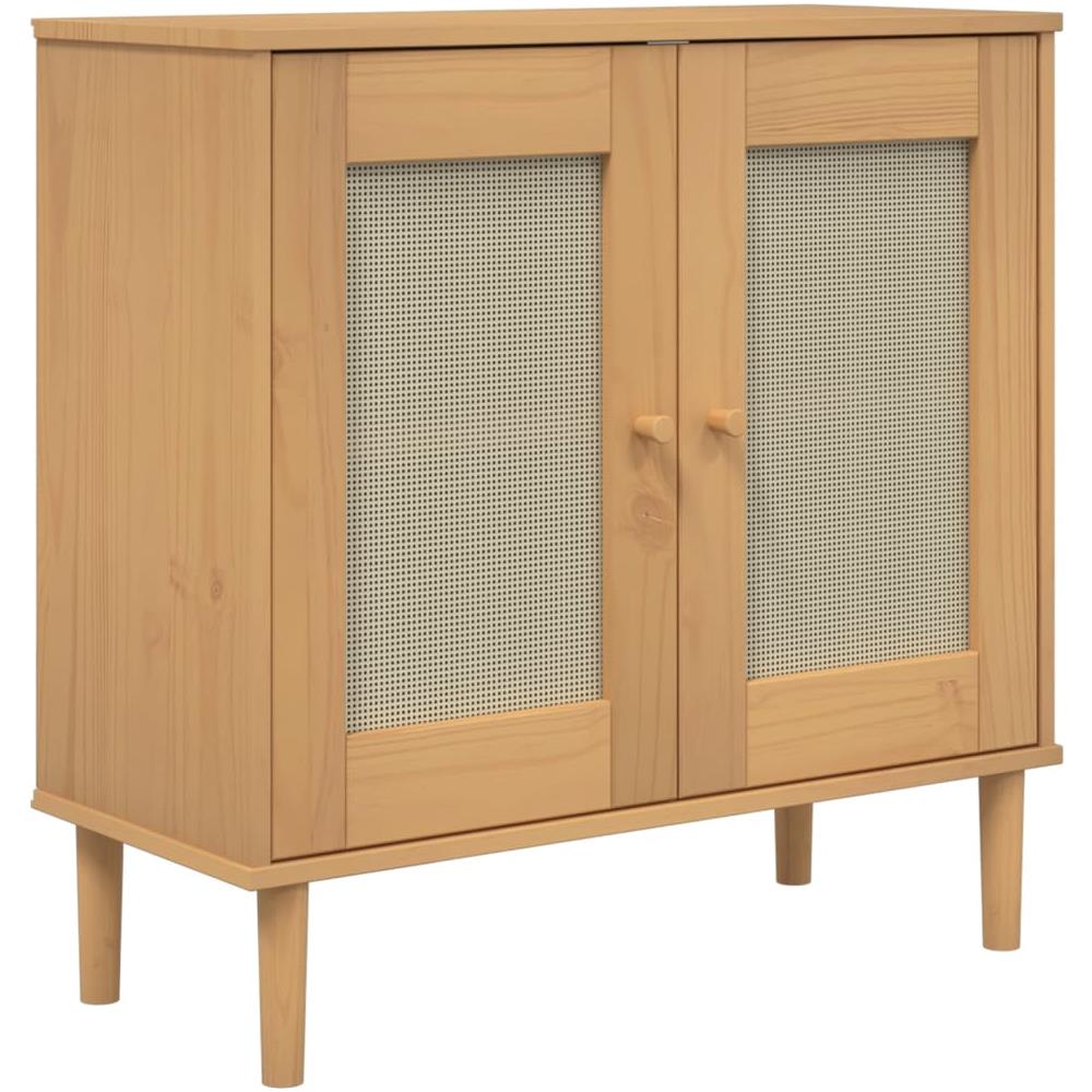 Credenza Senja Aspetto Rattan Marrone 80x35x80 Cm Massello Pino - Foto 2