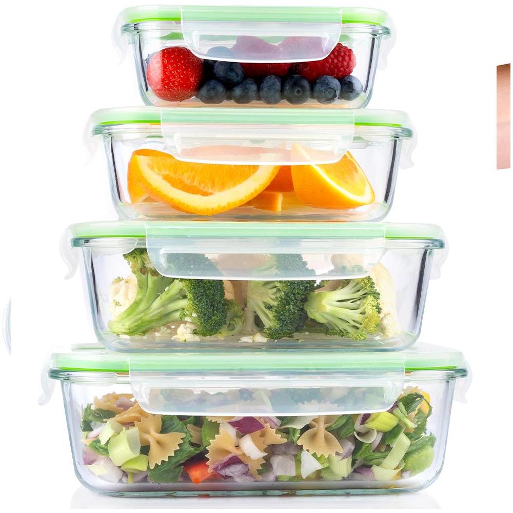 Set 8 Contenitori Salvafreschezza 4 Coperchi 4 Vaschette 370-640-1050-1520ml - Foto 2