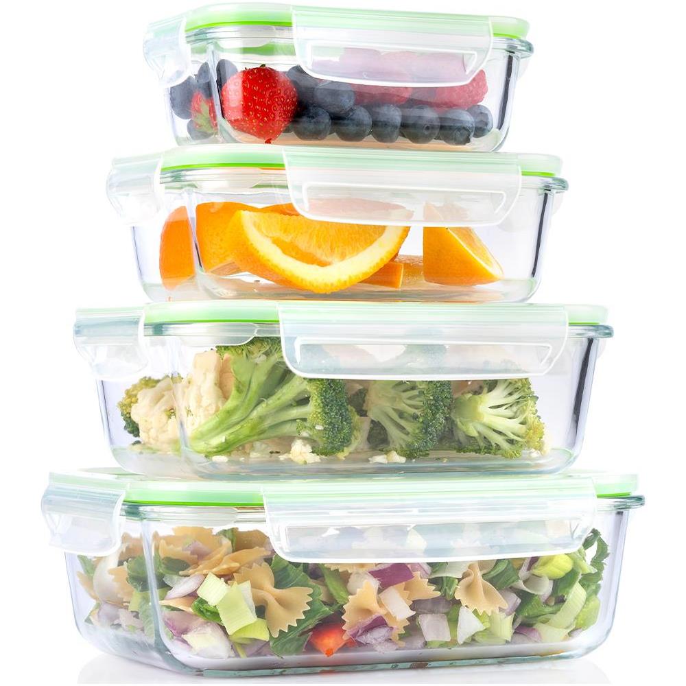 Set 8 Contenitori Salvafreschezza 4 Coperchi 4 Vaschette 370-640-1050-1520ml - Foto 1