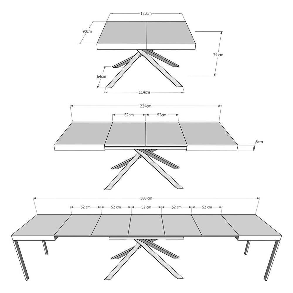 Tavolo allungabile 90x120/380 cm Karida Evolution bianco frassino telaio antracite - Foto 5