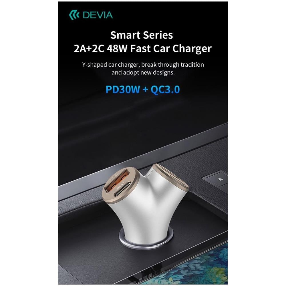 Caricatore rapido da auto con 2 out Usb A e 2 Out Tipo-C 48 Watt - Foto 1