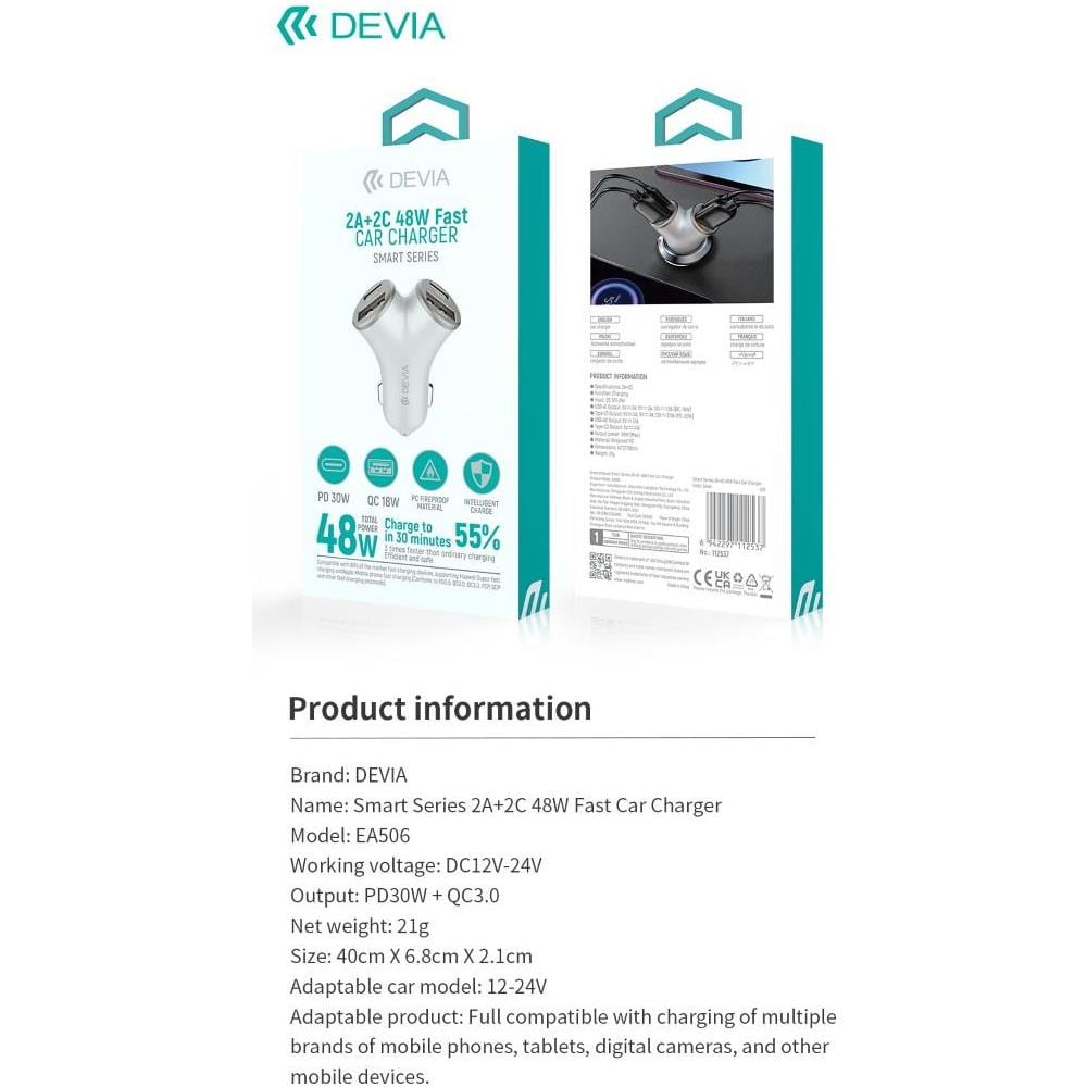 Caricatore rapido da auto con 2 out Usb A e 2 Out Tipo-C 48 Watt - Foto 3